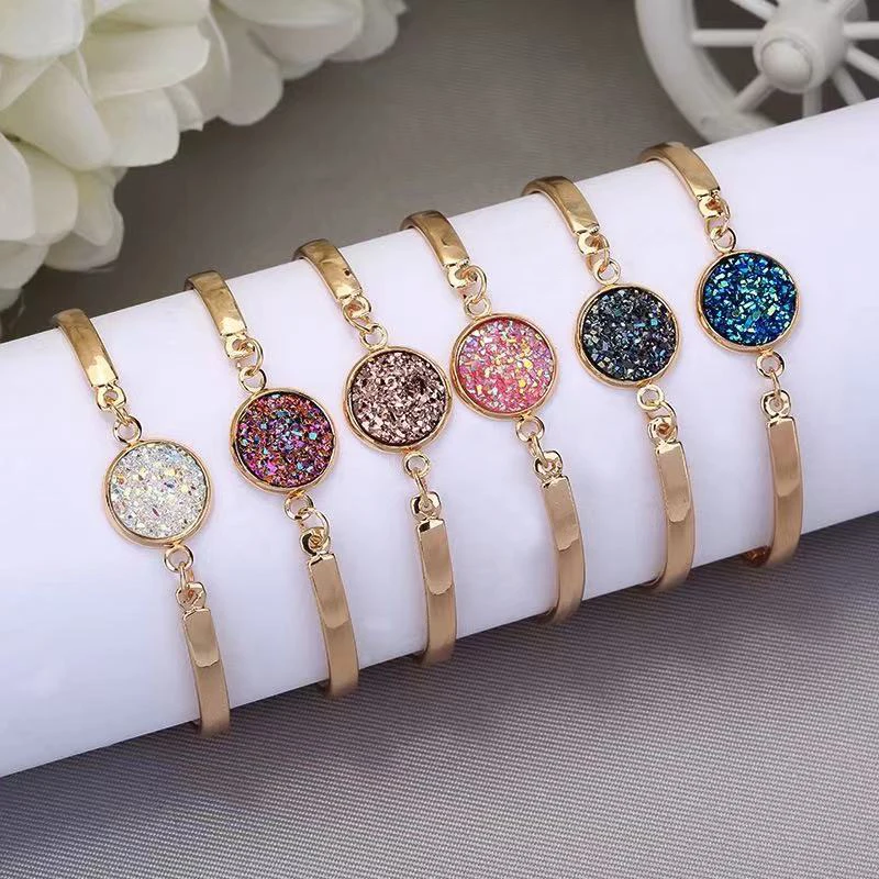 

European and American new product imitation natural stone multicolor crystal cluster bracelet, Picture shows