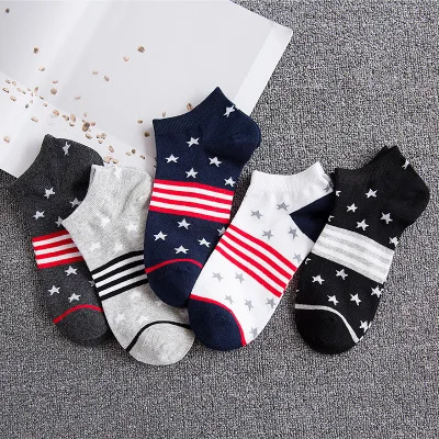 

Trend Cotton Socks College Wind Stars Three Bar Men Boat Socks Cotton Socks, Multiple colour