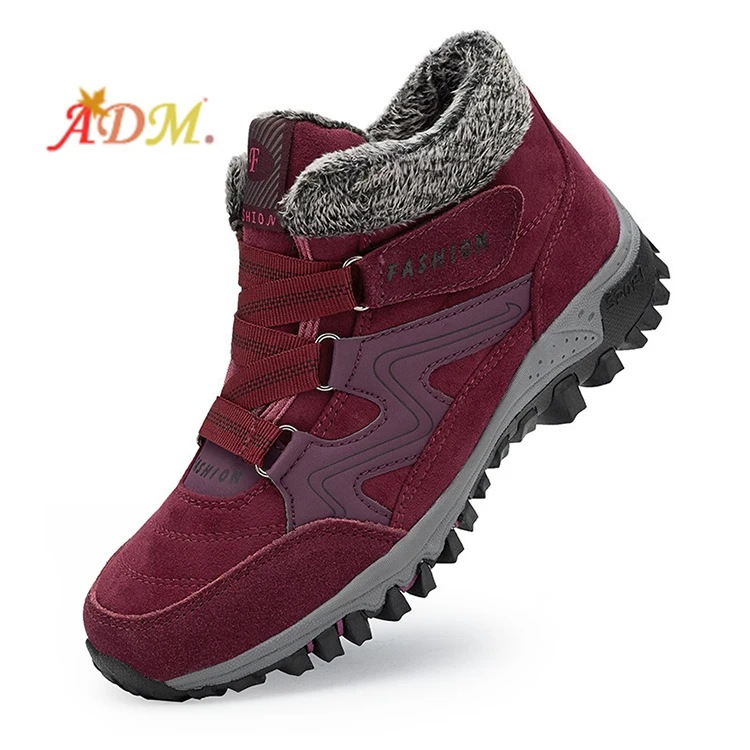 

ADM Wholesale Ladies Boots Plus Velvet Outdoor Boots Warm Walking Jogging Sports Flat Rubber Footwear, 6 colors