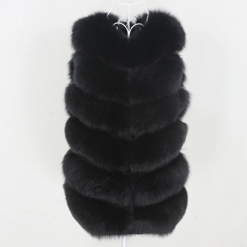 

OFTBUY 2021 Black Real Fur Vest Winter Jacket Women Coat Natural Big Fluffy Fox Fur Outerwear Streetwear Thick Warm Waistwear