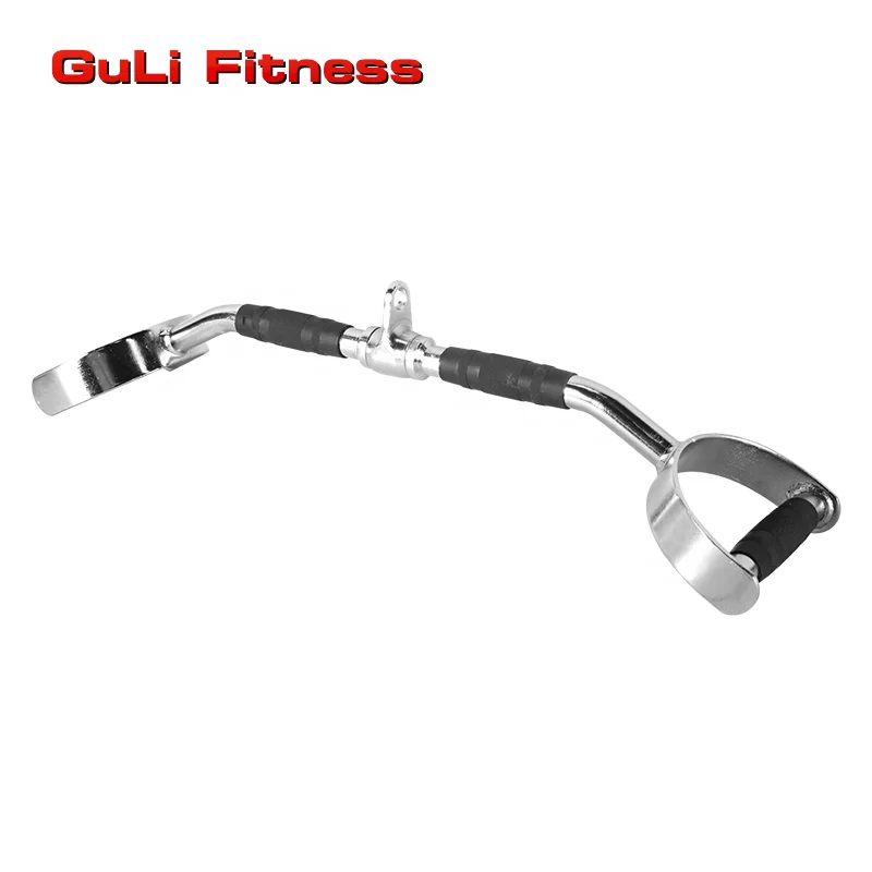 

Guli Fitness Barbell Deluxe 24" Straight Pro-Style LAT Bar Lat Pull Down Bar Cable Attachment Hand Grips Press Down Bar, Silver+black