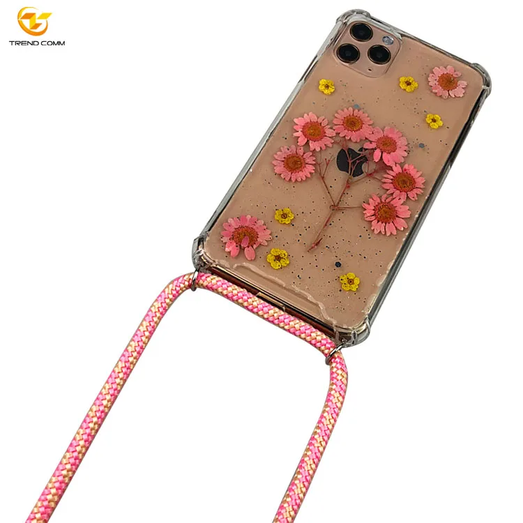 

Natural Real Dried Flower Accessories PPM Lanyard Plastic Phone Cases For Xiaomi mi 9