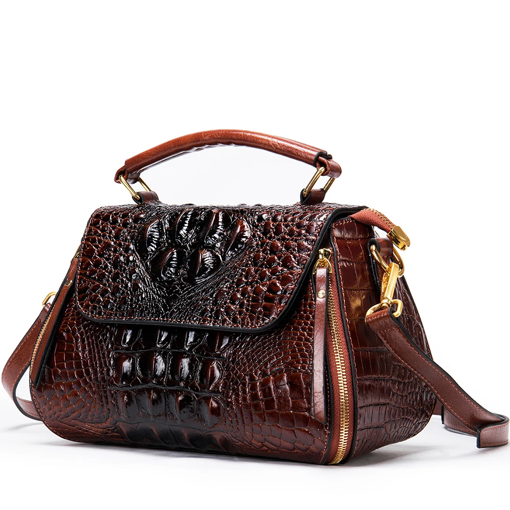 

OEM Drop Shopping Vintage Ladies Genuine Leather Crossbody Shoulder hand bag For Women female Crocodile Satchel women's handbags