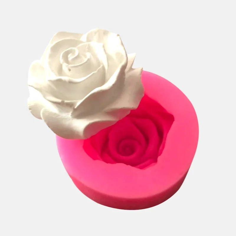 

Flower Bloom Rose shape Silicone Fondant Soap 3D Cake Mold Cupcake Jelly Candy Chocolate Decoration Baking Tool Moulds, Pink