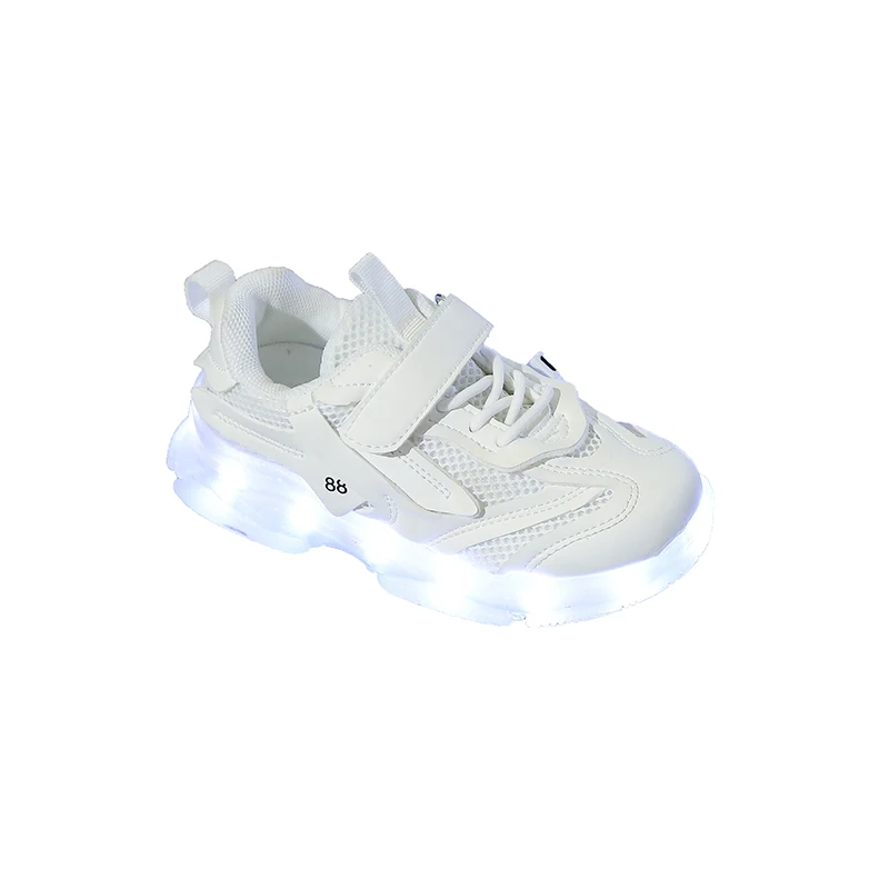 

Factory wholesale school shoes shell toe children's shoes USB charging light shoes for children, 2 colors