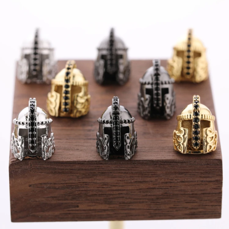 

Jet Zircon Micro Pave Helmet Charms for Men Women Jewelry Making