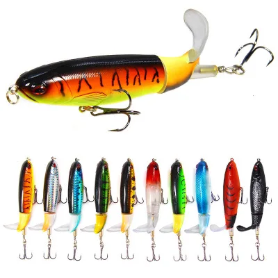 

1pcs Quality Whopper Plopper 100mm/13.2g Top Water Popper Fishing Lure Hard Bait Wobblers Rotating Soft Tail Fishing Tackle