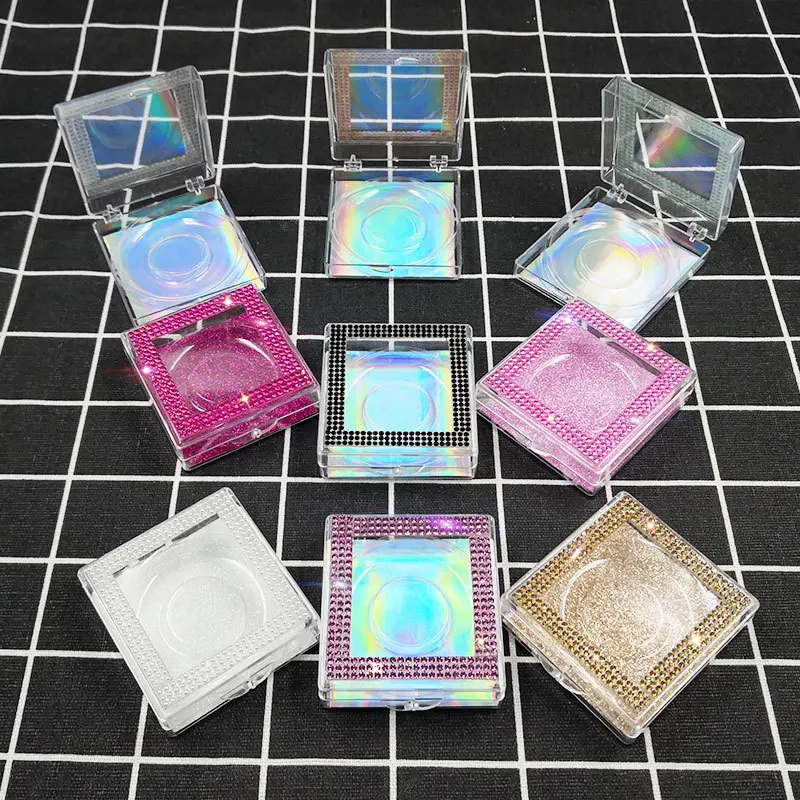 

Glitter Bling Diamond 25MM Mink Eyelash Package Mink Eyelashes Case Square Lash Box