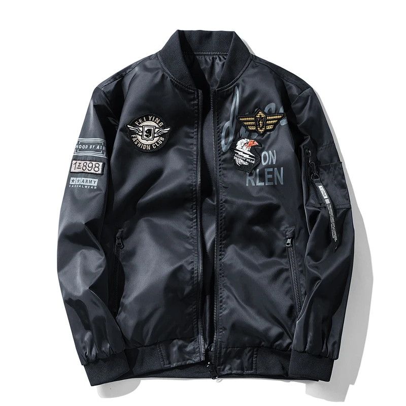 

Newest Design Embroidered Waterproof Navy Custom Bomber Jackets Zip Up Thick for Autumn and Winter, Picture shows