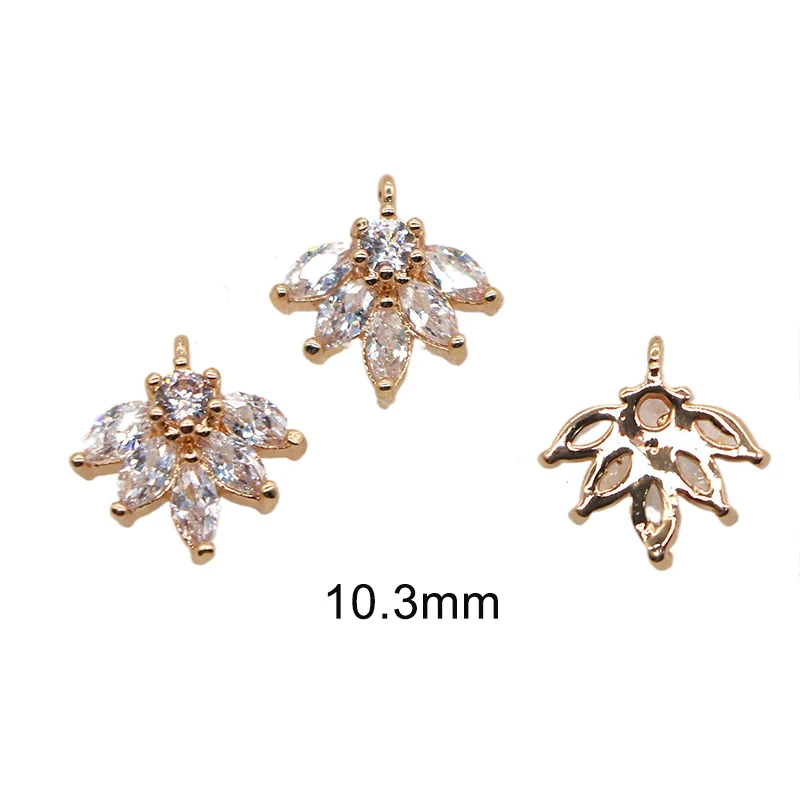 

Wholesale Luxury Flower Nail Arts decorated gold plated Zircon Nail Charms Drop Pendant Nail Sticker for Women Beauty