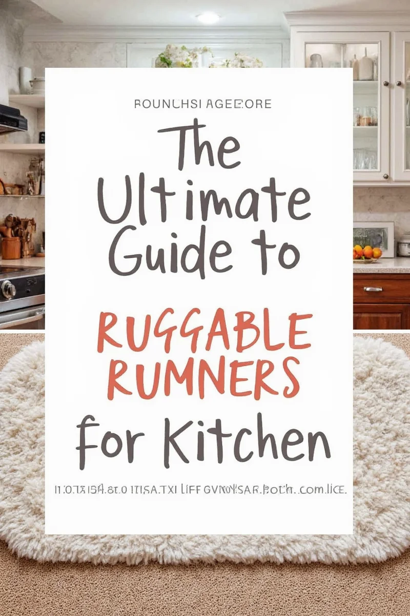 A cozy family-style kitchen with children playing on a colorful Ruggable runner.