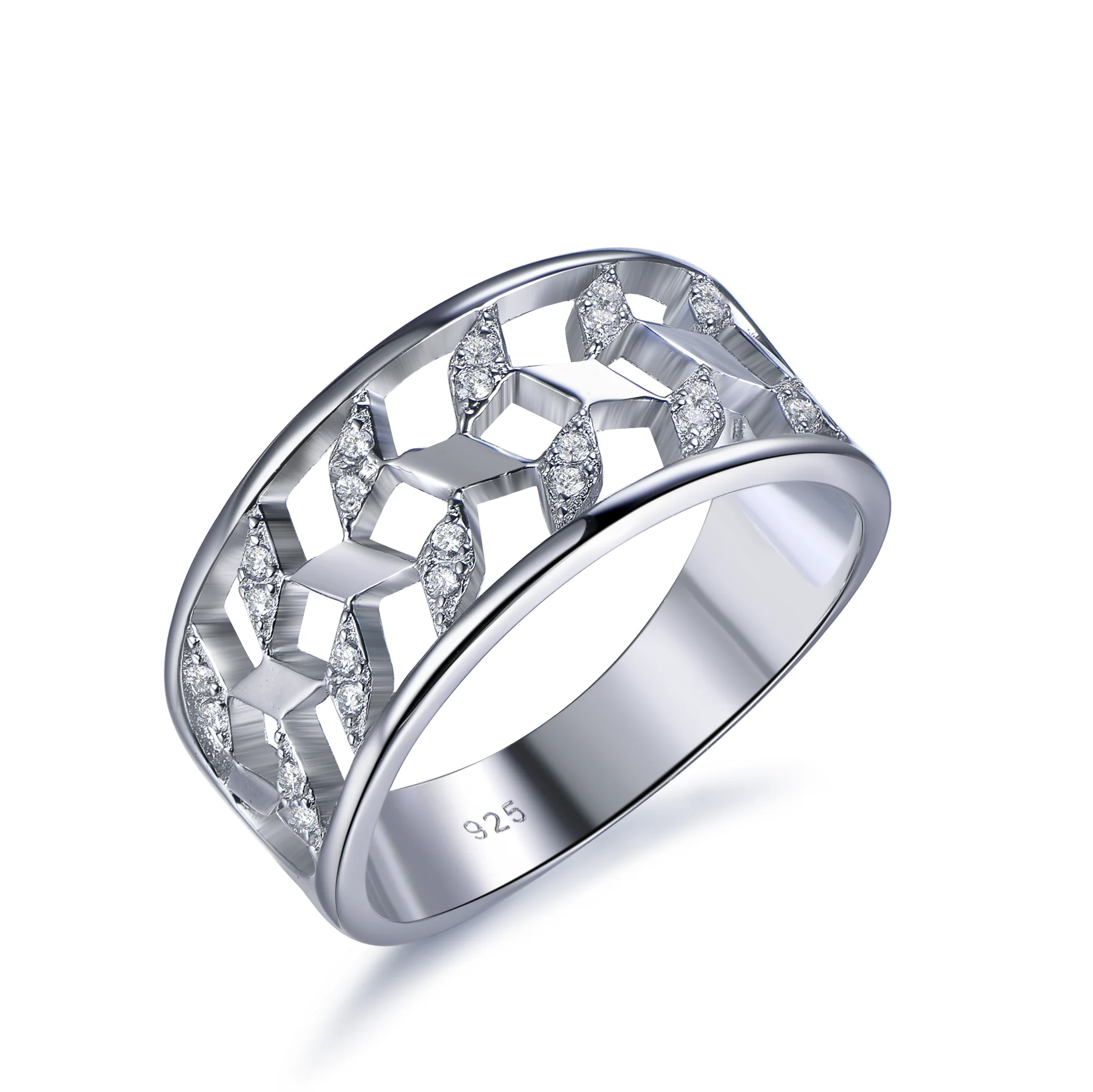 

Fashion Bridal Jewelry Sterling Silver Gold/Rose Gold Plated Cubic Zircon Prong Setting Wedding Ring