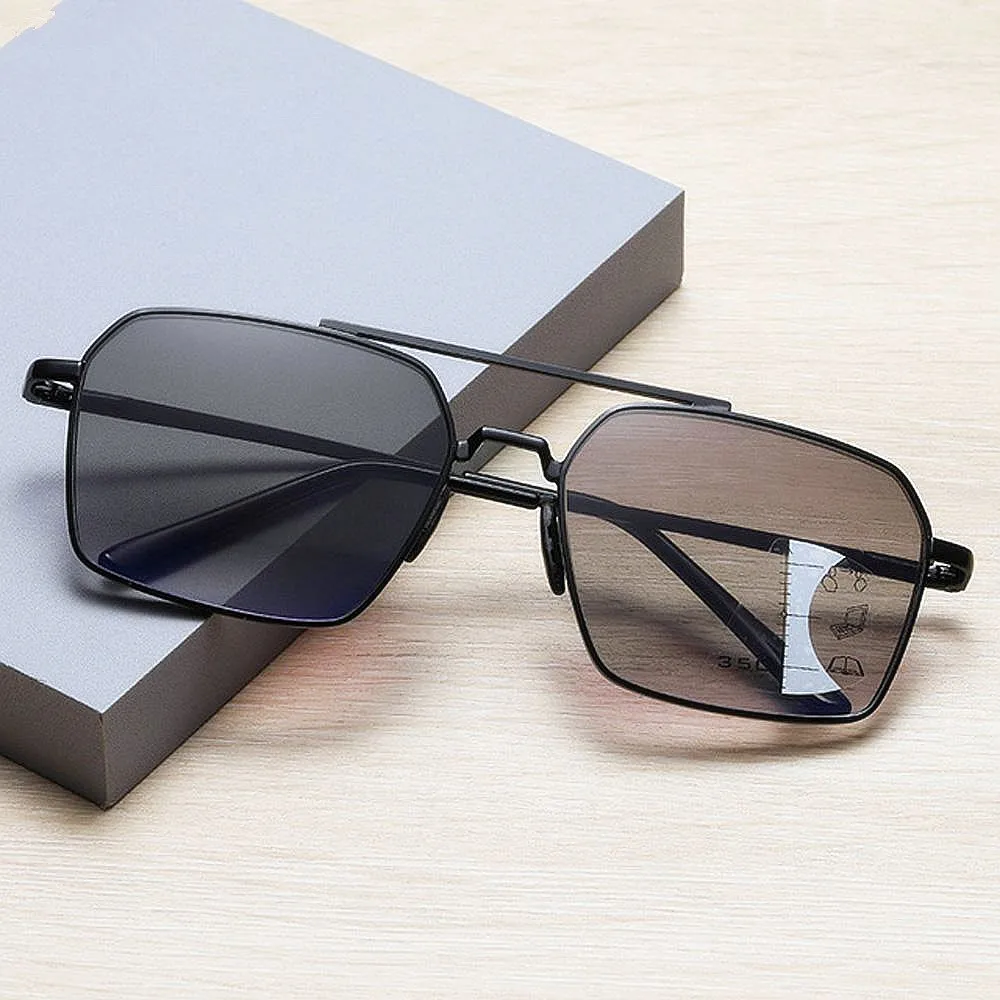 

Wholesale Square Frame Intelligent Progressive Presbyopia Glasses Anti Blue Light Reading Sun Glasses