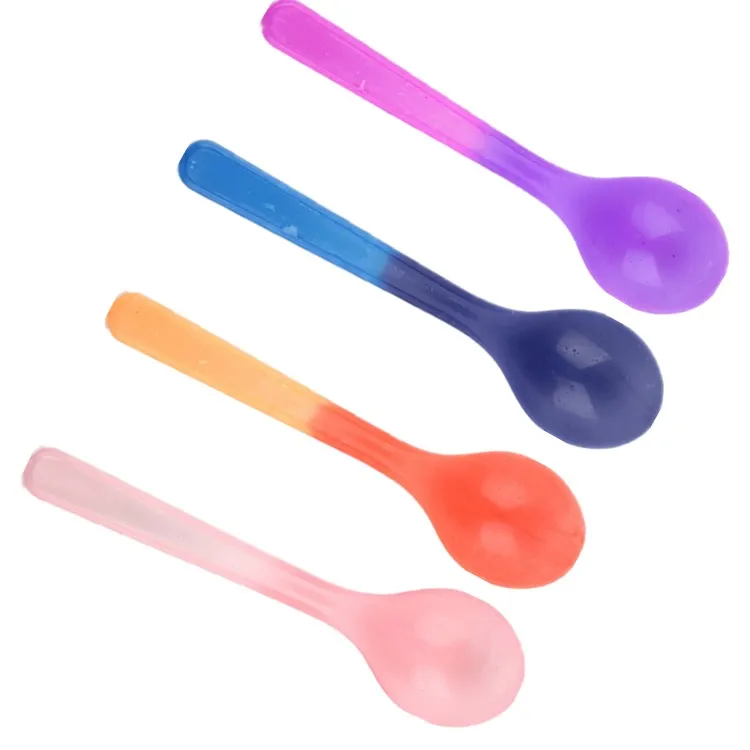 

New Arrival factory price BPA Free plastic color change ice cream spoon and cream spoons disposable