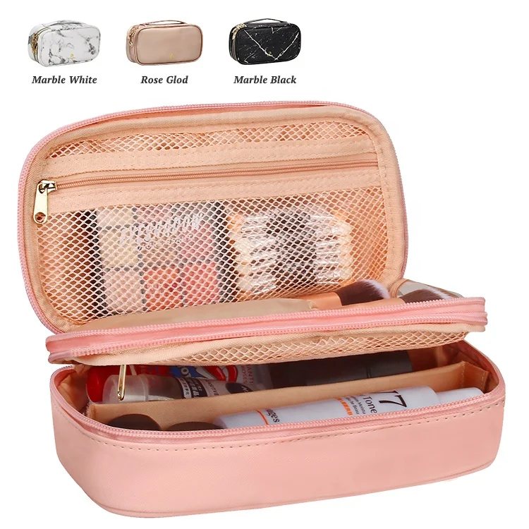 

Relavel 2 Layers Small Pink Portable Waterproof Travel Makeup Cosmetic Brush Kit Pouch Bag For Girls