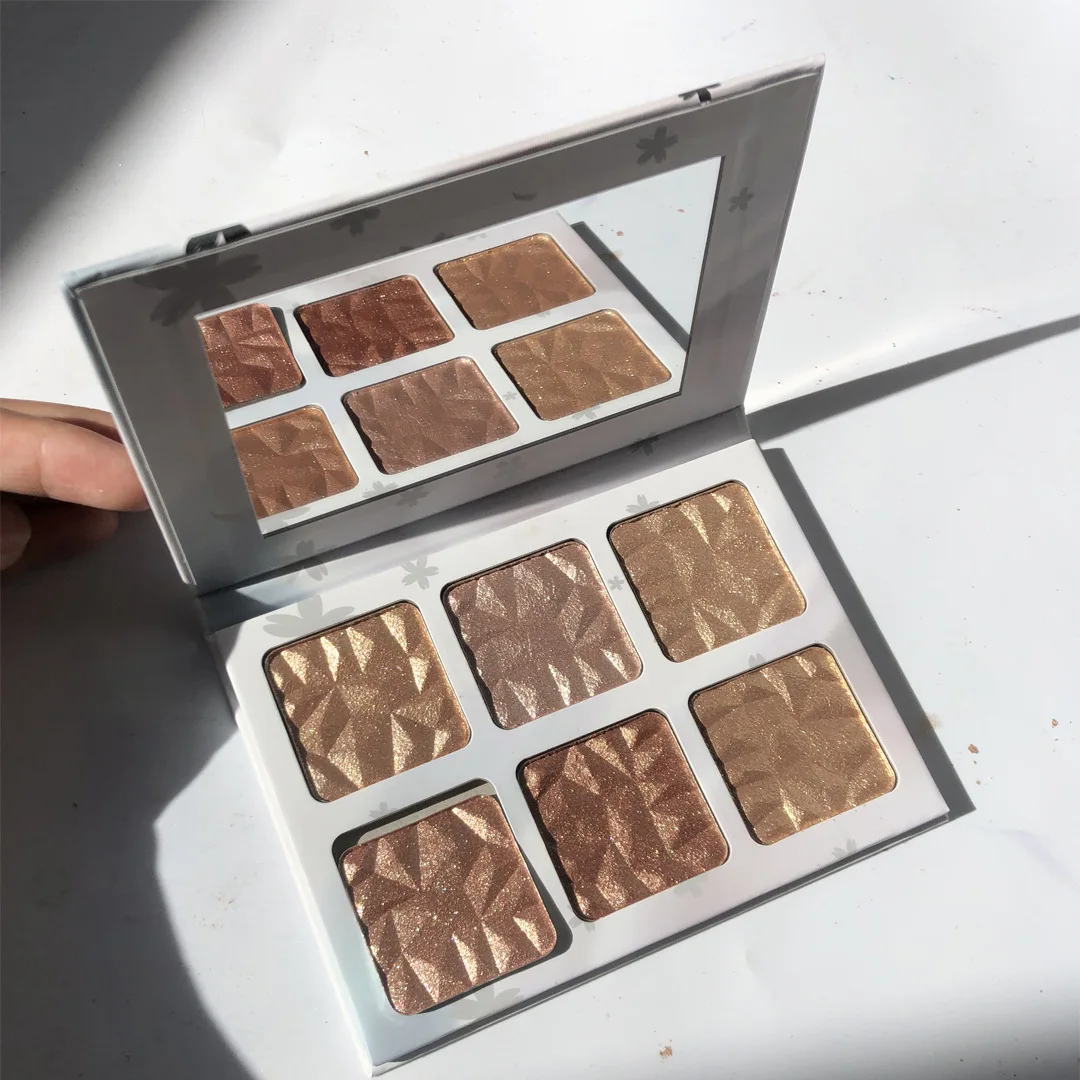 

Top quality highlighter makeup palette custom logo private lable, 6 colors