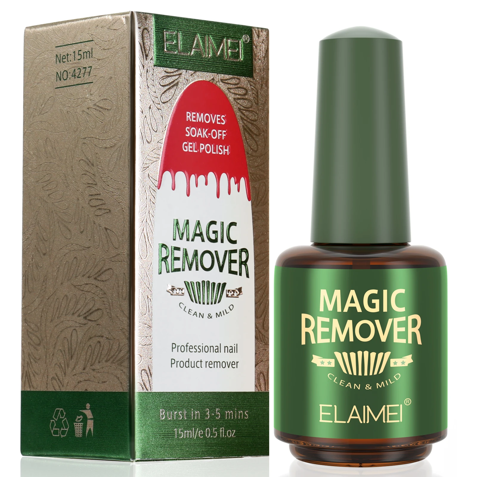 

ELAIMEI nail makeup 15ml professional magic remover uv gel nail remover soak off gel lacquer nail polish remover