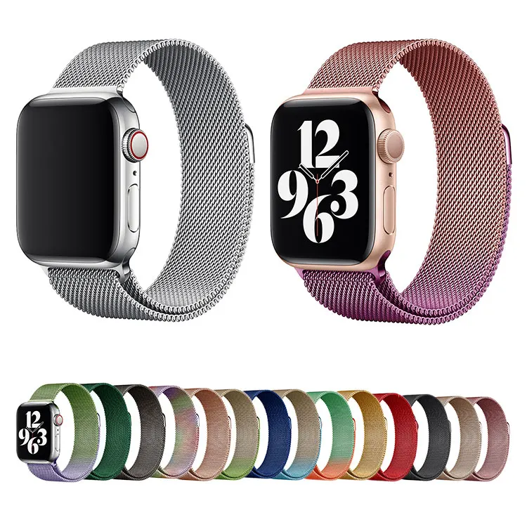 

Custom designers fashion luxury milanese loop stainless steel metal wristband smart watch strap for apple iwatch se 42 44mm