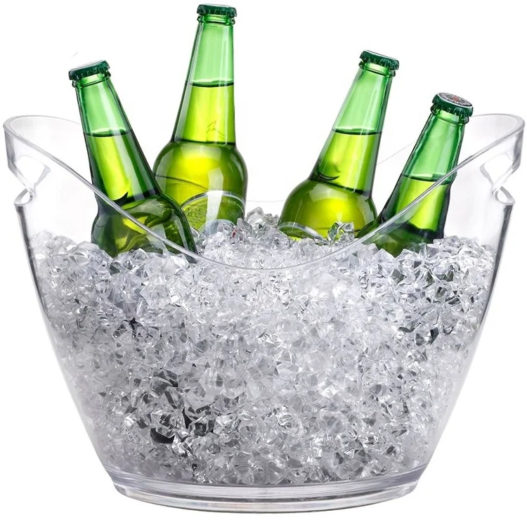 8L Customer logo Acrylic Champagne Wine beer Ice Bucket with handle for BAR