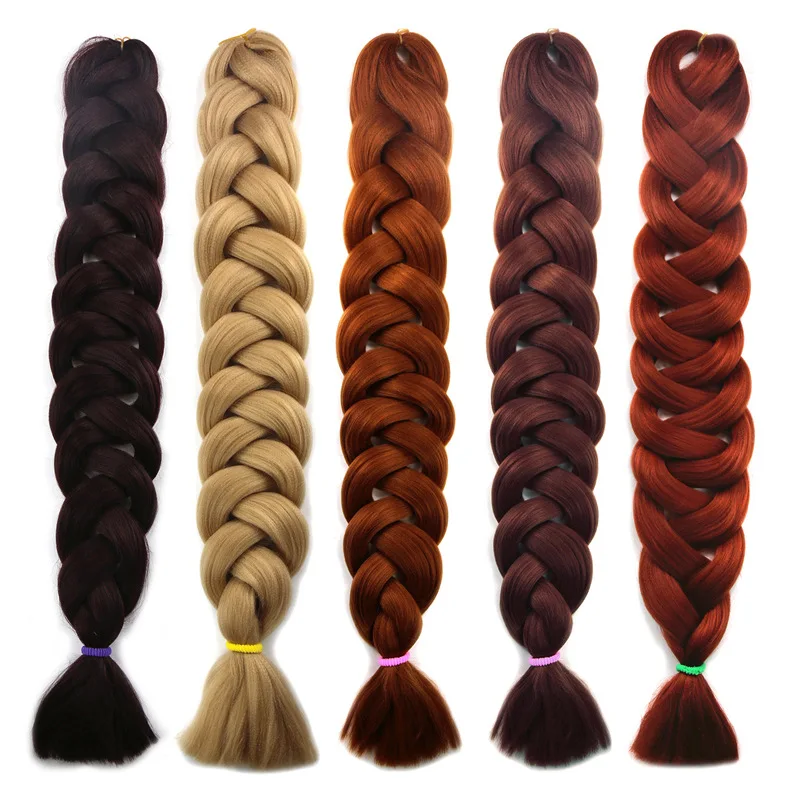 

Wholesale Synthetic Hair Super Jumbo Hair Braids Yaki braids Texture Ombre Jumbo Braiding Hair Extensions For Woman H01, Many colors in stock