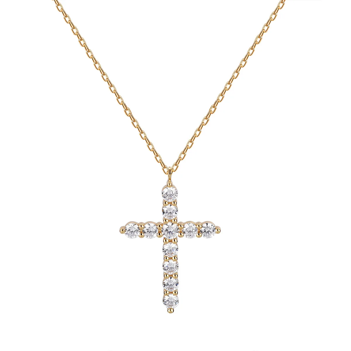 

High Quality Diamond Christian Religion Jewelry Gold Plated Stainless Steel Chain Micro Pave Pendant Necklace