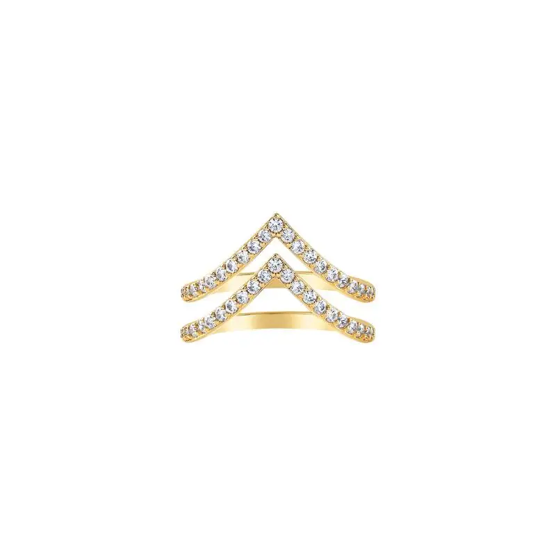 

S925 sterling silver plated 18k gold inlaid cubic zirconia luxury women jewelry Pave Arrow rings set