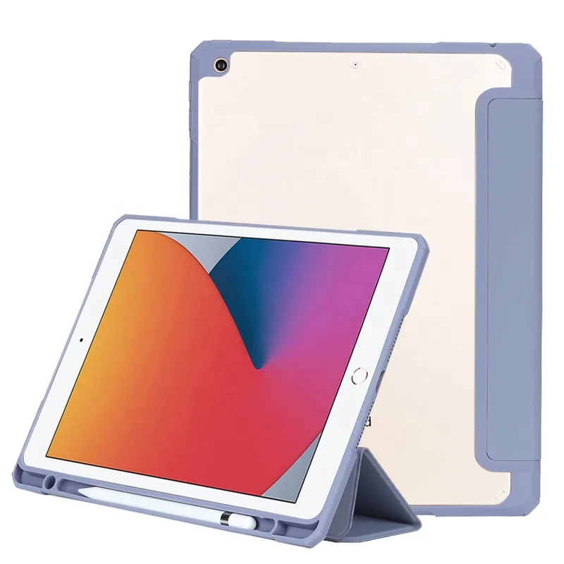 

Shockproof PU leather case hard clear back cover tablet case for iPad case 10.2 inch