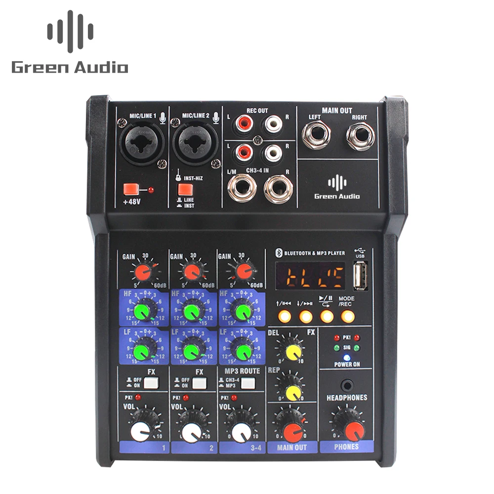 
GAX G4 Portable bluetooth G4 Sound Mixing Console Audio Mixer Record 48V Phantom Power Effects 4 Channels Audio Mixer with USB  (62394264353)