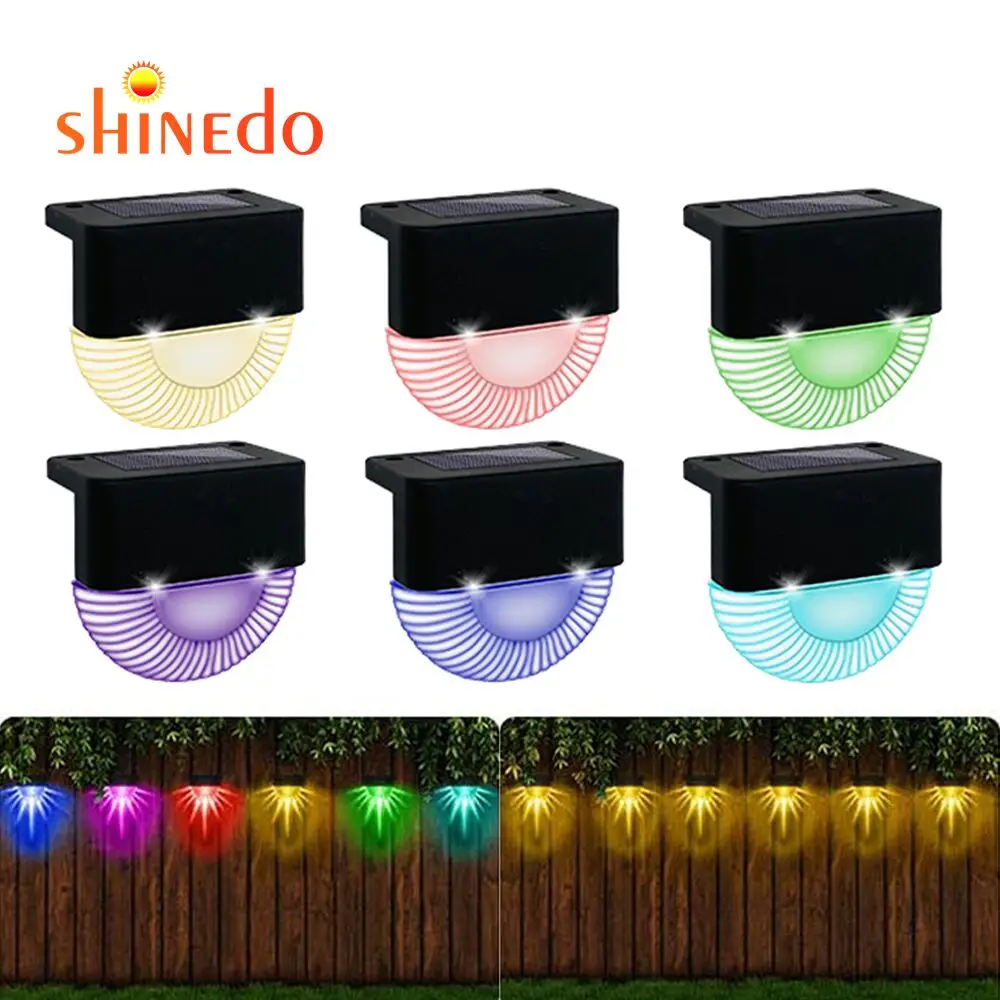 6PCS Solar Step Light 1000mah Waterproof And Durable IP55+ RGB Light Suitable For Outdoor Garden Terrace Fence Light Black