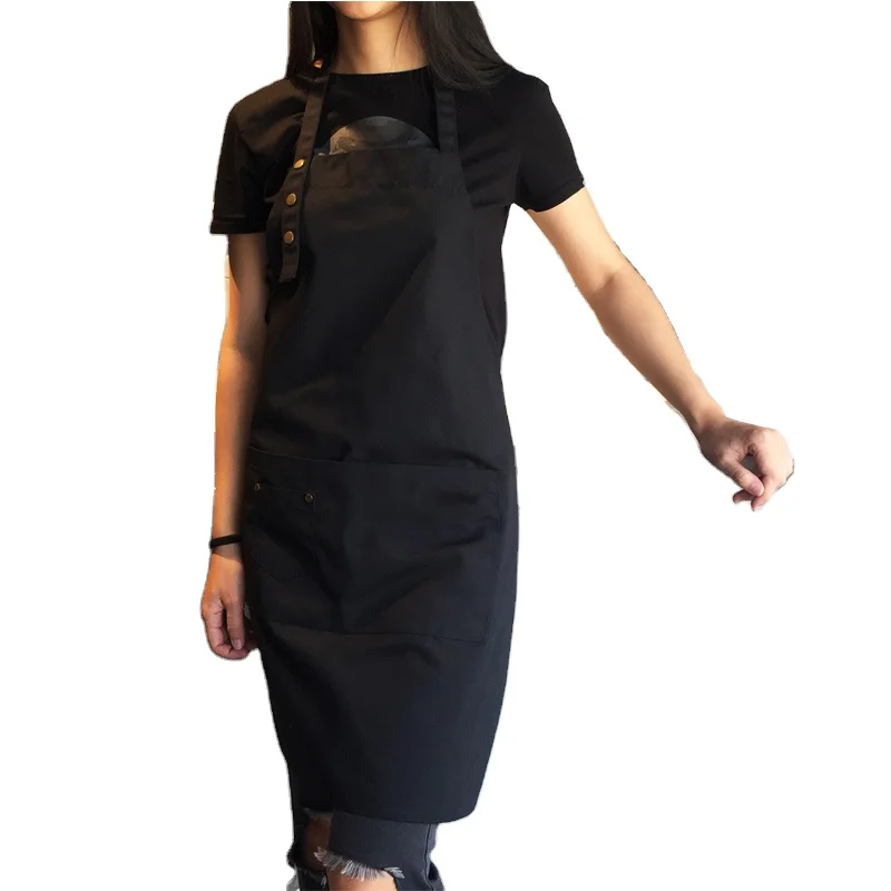 

Canvas apron custom printing tea coffee shop baking restaurant manicure Korean fashion men and women overalls