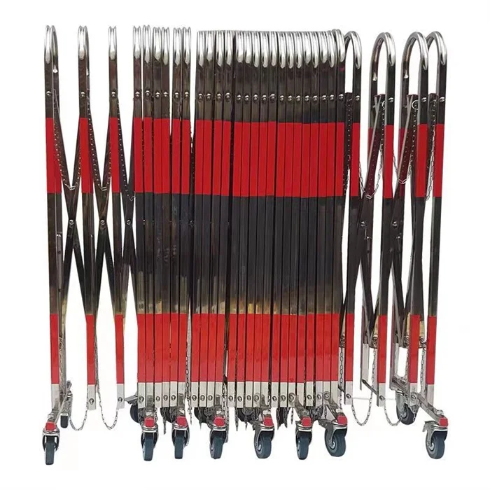 Industrial Expandable Metal Barricade Mobile Folding Fence with Wheels Stainless Steel Retractable Fence for Garages School