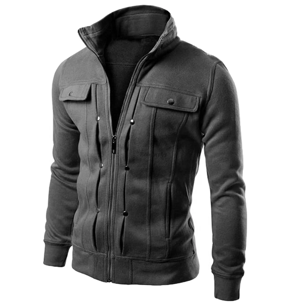

2021 Fashion Men Jackets Coat Autumn Winter Zipper Casual Fleece Coat Bomber Jacket Stand Collar Fashion Male Outwear Windproof