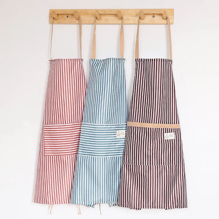 

Cloth Stripe Housework Restaurant Two-piece Kitchen Anti-fouling Apron, Red, brown, green, blue