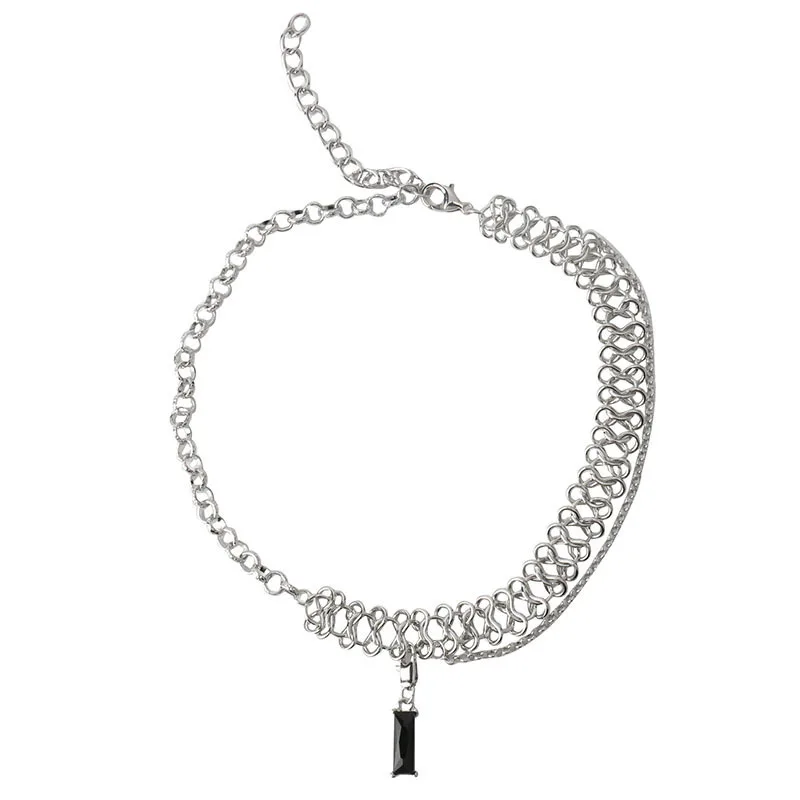 

High Quality Crystal Pendant Splice Fashion Jewelry Accessory Silver Chain Necklace Women 2021