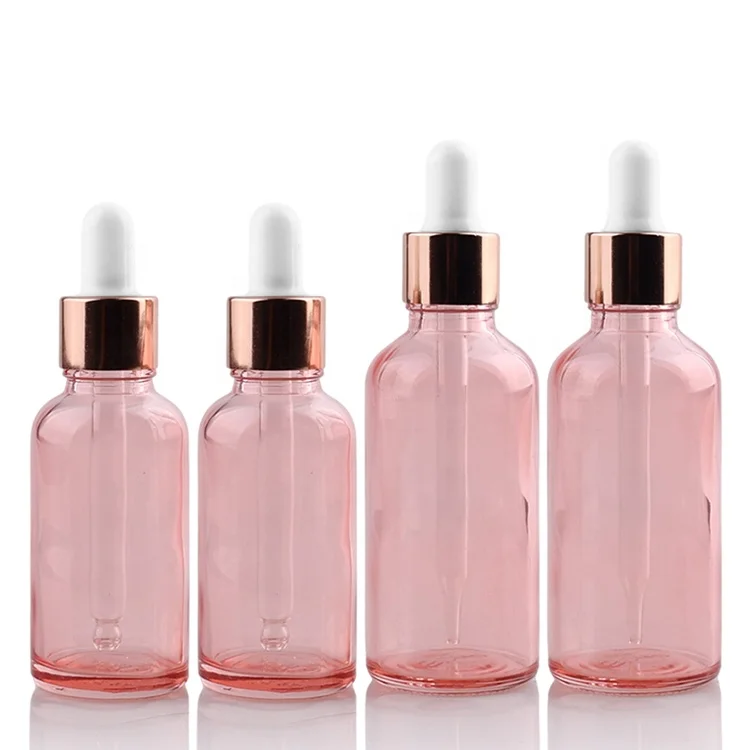 

Round Oil Pink Serum Glass 2oz Dropper Bottle 30ml 100ml Eye Rose Gold Dropper Glass Bottle Pink Dropper Bottle For Cosmetic