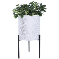 

home decoration hand printing cylinder indoor flower planter pot ceramic plant pots with stand