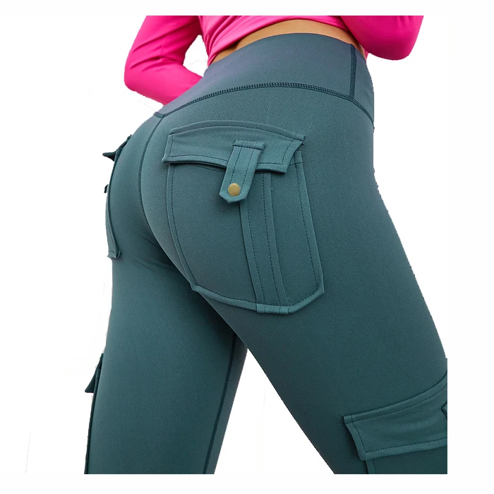 Wholesale Womens Cargo Pant Yoga Pants High Waist Slim Fit Cargo