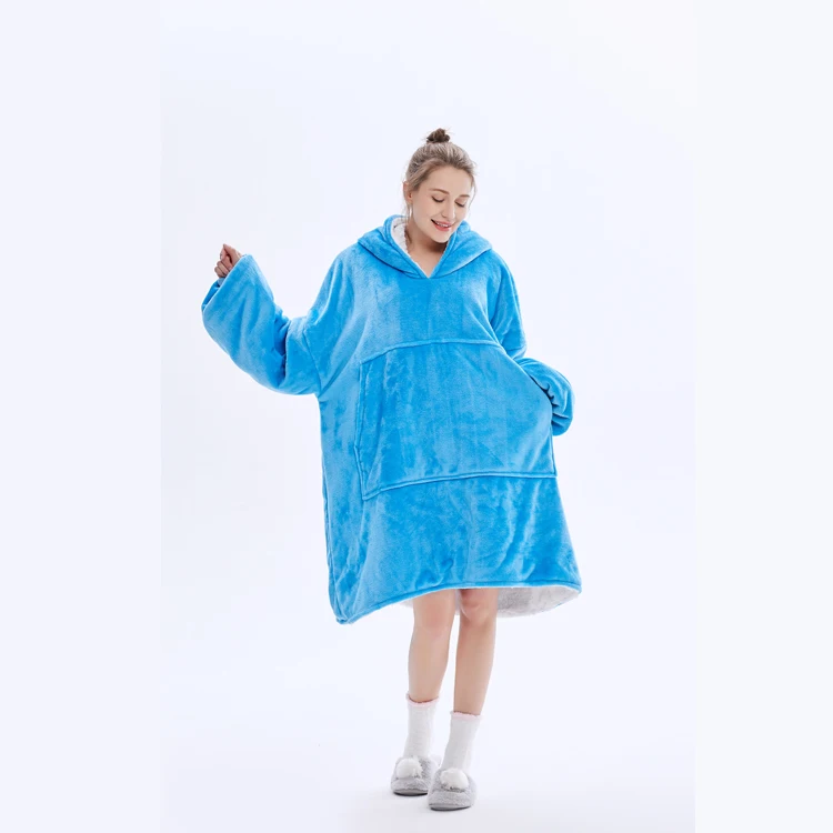Comfortable Fleece Big Sherpa Custom Oversized Women Hoodie Blankets