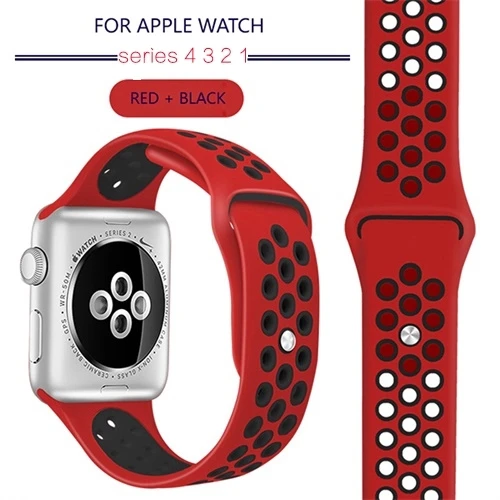 

Watch Band for Apple Watch 44mm 38mm Silicone Sport Replacement Wrist Strap for iWatch 1 2 3 4 5 6 7, 42 colors
