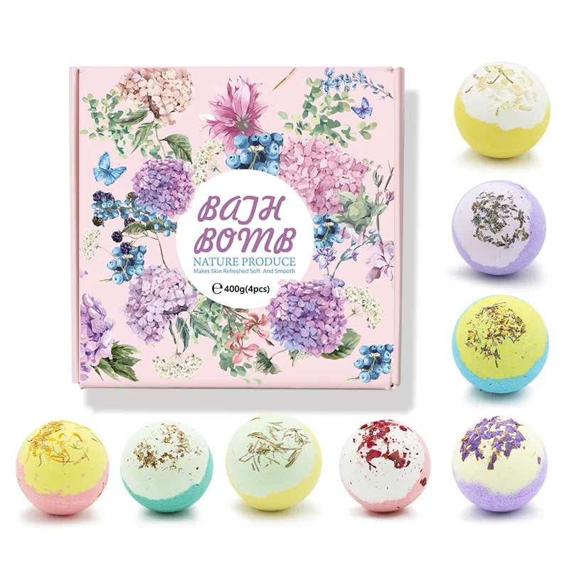 

2022 Hot Selling Wholesale Organic Colorful Dried Flower Bath Bomb Gift Set For Relaxing