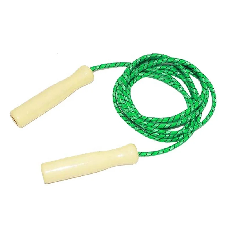 

Training High Quality Wholesale Custom Logo Equipment Gym Kids Green Jumping Ankle Wooden Handle Wood Fitness Skip Jump Rope, Green, red, blue, yellow