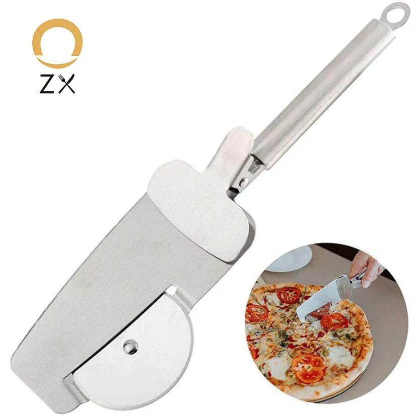 

4 in 1 pizza knife pizza wheel knife scraper stainless steel Multifunctional Pizza knife, Silver