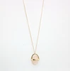 Simple Oval Natural Powder Spar Inlaid With Long Necklace