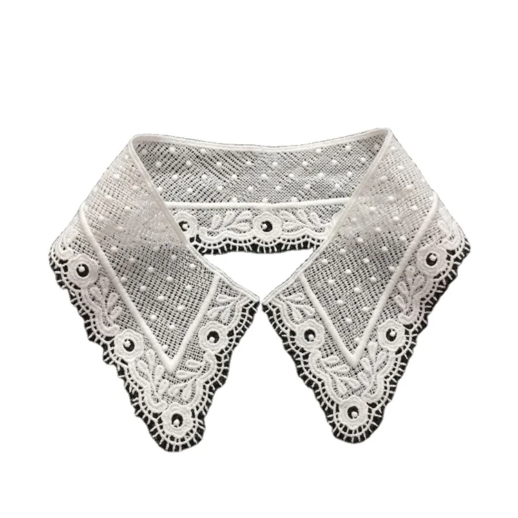 

factory manufacturer 100% Polyester fashion neck embroidery crochet white lace collar for shirt, Accept customized