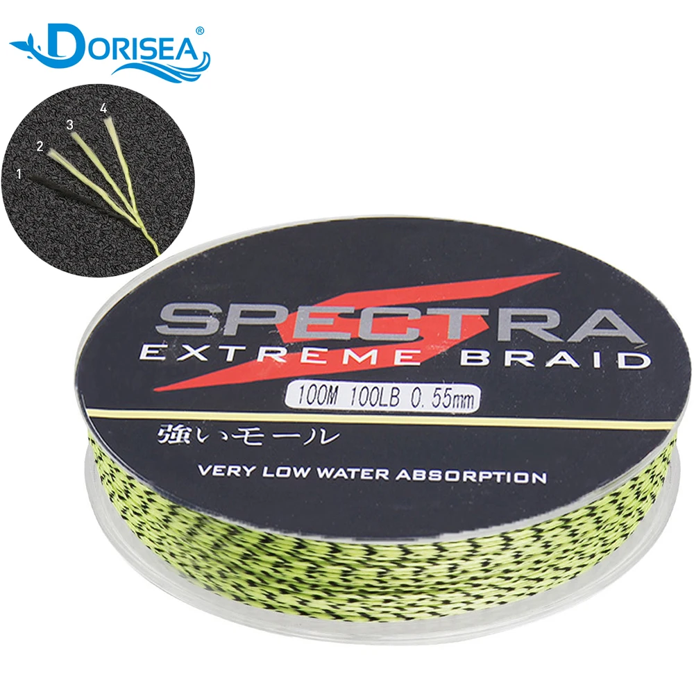 

DORISEA 4 Strands Top Quality Spotted 100M-2000M 6-100LBS 100% PE Braided Multifilament Fishing Line, Black,blue,green,yellow,white,red,grey, multicolor and so on