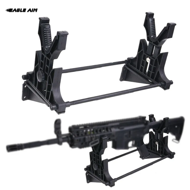 

Tactical Cleaning Rifle Stand Gun Rack Cradle Holder Bench Rest Wall Mount for Hunting Rifle Accessories, Black