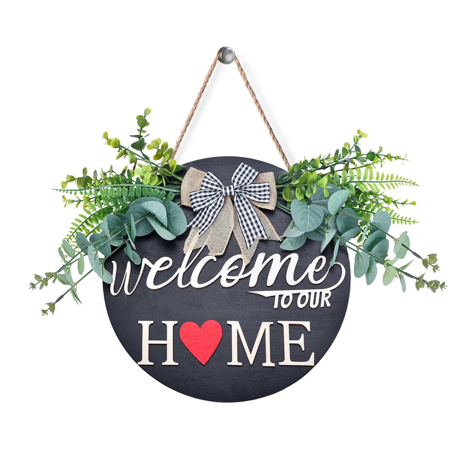 

Personalized Custom Wooden Sign 'Welcome to Our Home' Dog-Themed Front Door Decoration for Family Christmas Celebration