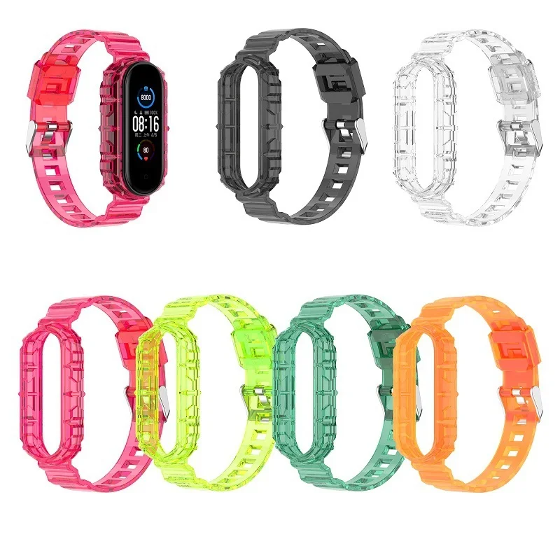 

Replacement TPU Clear Watch Band Strap And Case FOR Xiaomi Mi Band 5 Mi Band 6