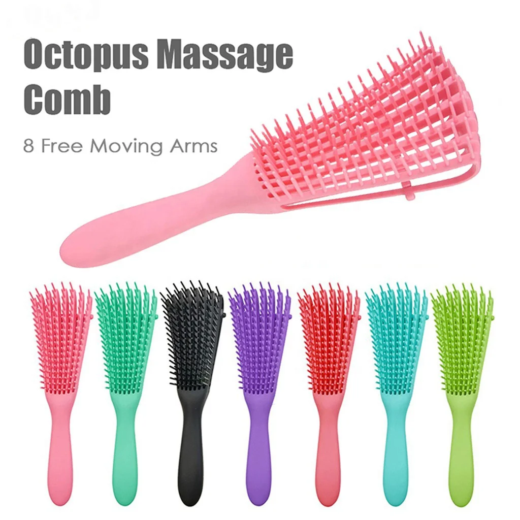 

Opp Package Octopus Hair Scalp Massage Brush Comb Custom Detangle Curly Hair Brush Vented Detangling Brushes For Natural Hair