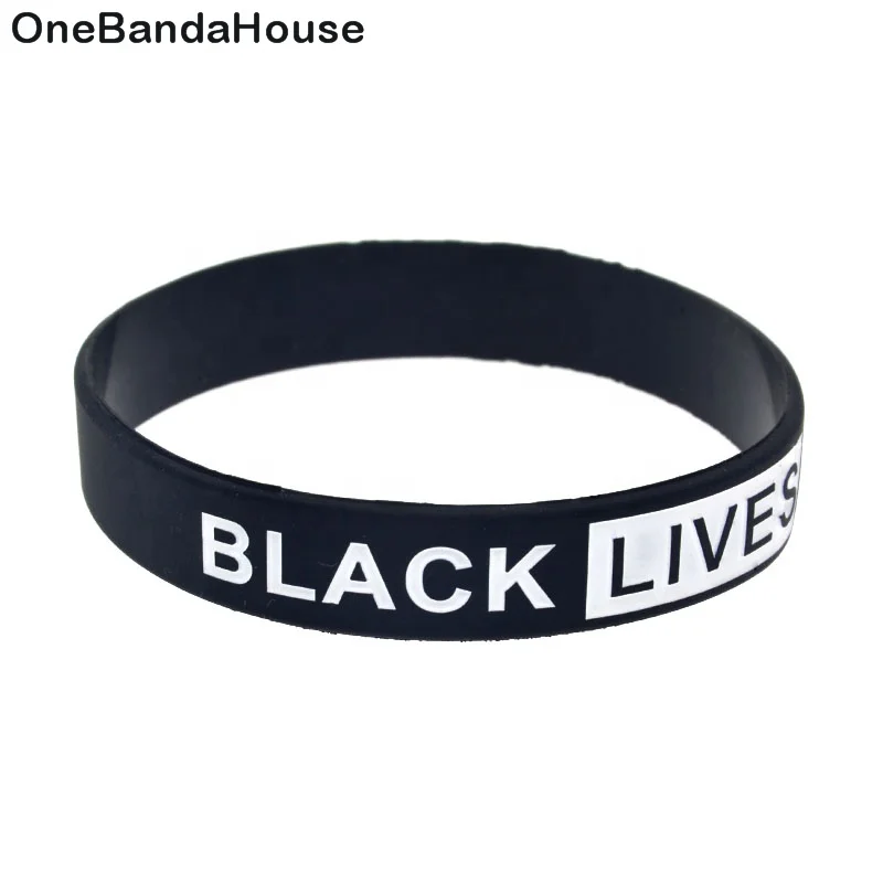 

50PCS Decoration Logo Black Lives Matter Silicone Wristband Black and White, Black, white